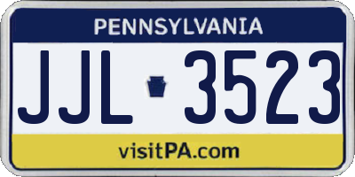PA license plate JJL3523