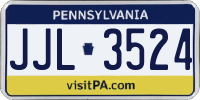 PA license plate JJL3524