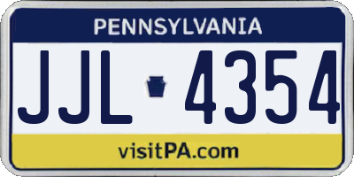 PA license plate JJL4354