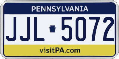 PA license plate JJL5072
