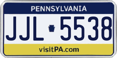 PA license plate JJL5538