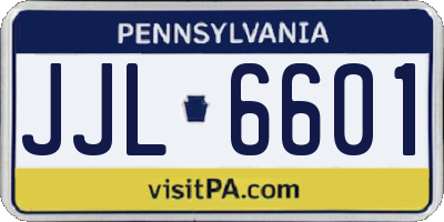 PA license plate JJL6601