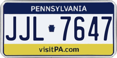 PA license plate JJL7647