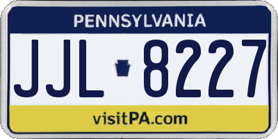 PA license plate JJL8227