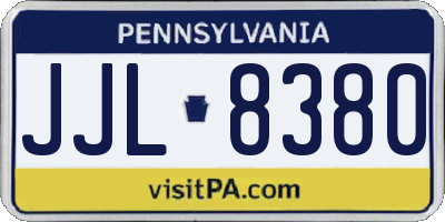 PA license plate JJL8380
