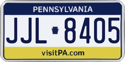 PA license plate JJL8405