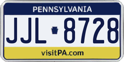 PA license plate JJL8728