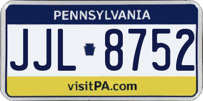 PA license plate JJL8752