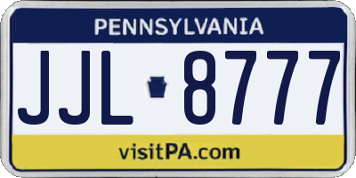 PA license plate JJL8777