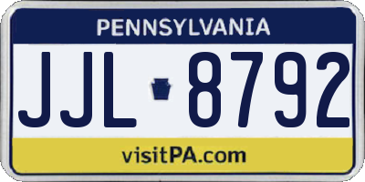 PA license plate JJL8792