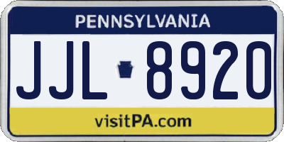 PA license plate JJL8920