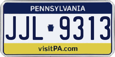 PA license plate JJL9313