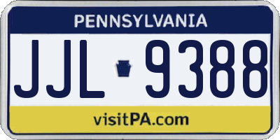 PA license plate JJL9388