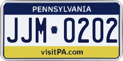 PA license plate JJM0202