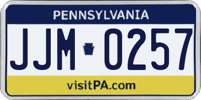 PA license plate JJM0257