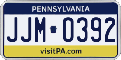 PA license plate JJM0392