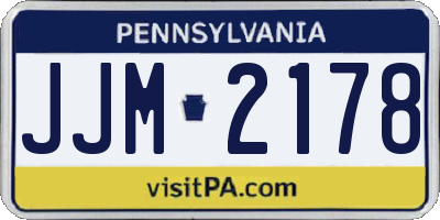 PA license plate JJM2178