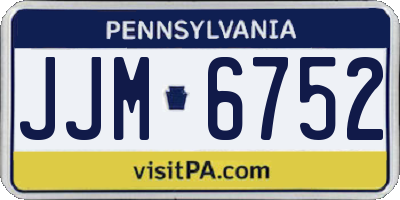 PA license plate JJM6752