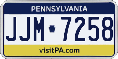 PA license plate JJM7258