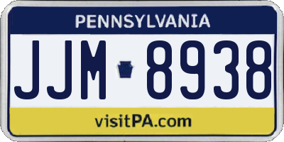 PA license plate JJM8938