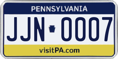 PA license plate JJN0007