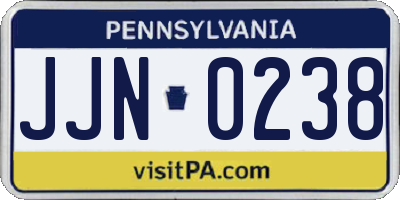 PA license plate JJN0238