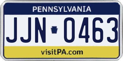PA license plate JJN0463