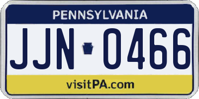 PA license plate JJN0466