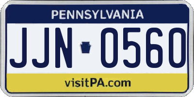 PA license plate JJN0560