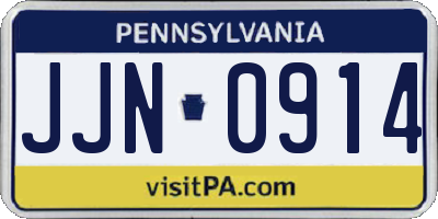 PA license plate JJN0914