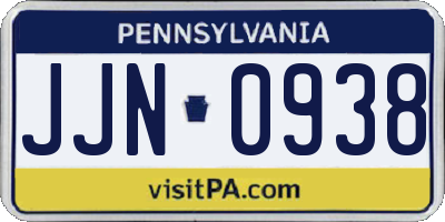 PA license plate JJN0938