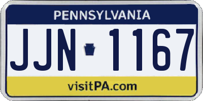 PA license plate JJN1167