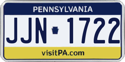 PA license plate JJN1722