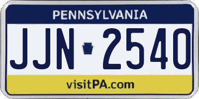 PA license plate JJN2540
