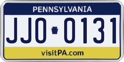 PA license plate JJO0131