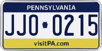 PA license plate JJO0215