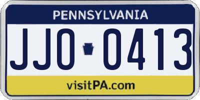 PA license plate JJO0413