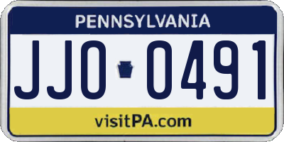 PA license plate JJO0491
