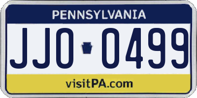 PA license plate JJO0499