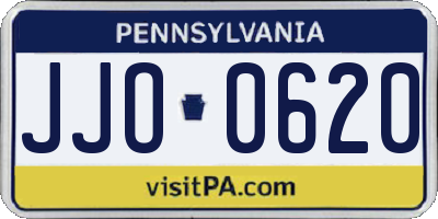 PA license plate JJO0620