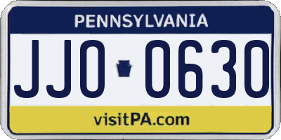 PA license plate JJO0630