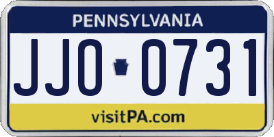 PA license plate JJO0731
