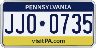 PA license plate JJO0735