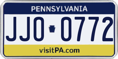 PA license plate JJO0772