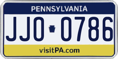 PA license plate JJO0786