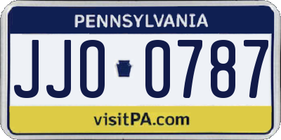 PA license plate JJO0787