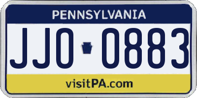 PA license plate JJO0883