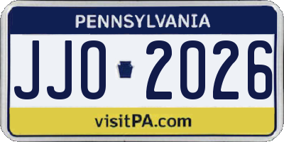 PA license plate JJO2026