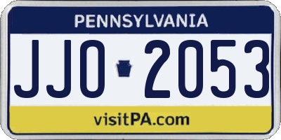 PA license plate JJO2053