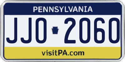 PA license plate JJO2060